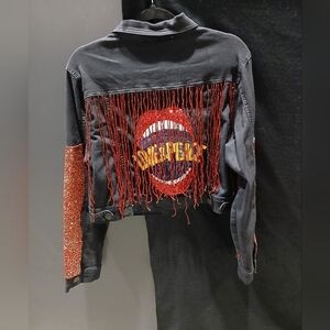 Love And Peace Black Sequin Jean Jacket  Size M